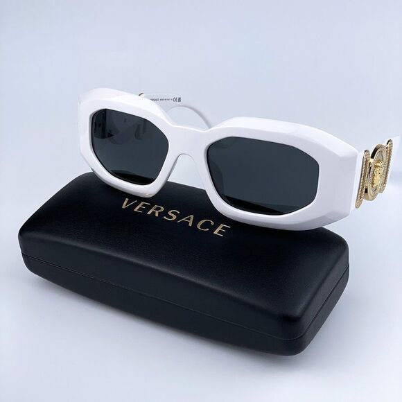 NEW Versace VE4425U MAXI MEDUSA BIGGIE 314/87 White Gray Oval Unisex Sunglasses - Picture 1 of 12